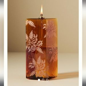 Anthropologie Etched Glass Oil Lamp, NEW IN BOX